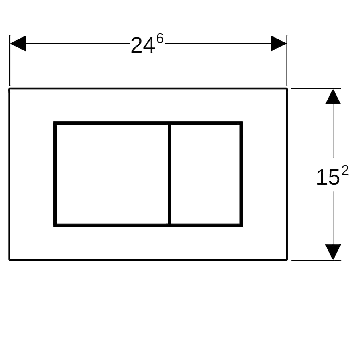 Ovládacie tlačidlo Geberit Sigma40, pre dvojité splachovanie, Square, čierna