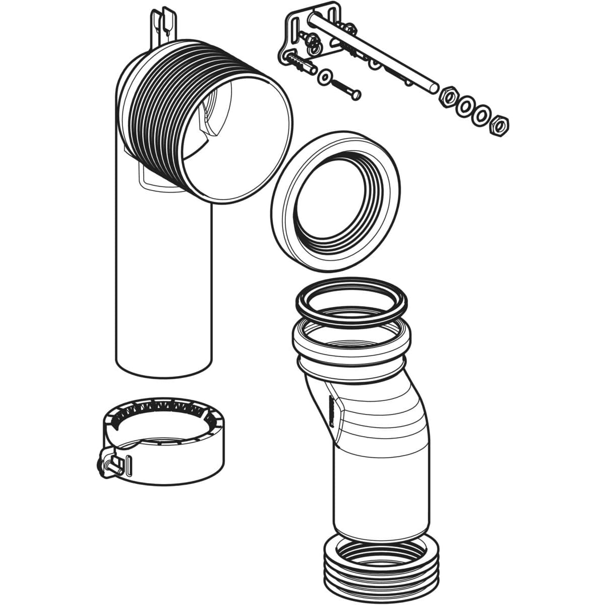 Pripájacia súprava Geberit iCon pre stojacie WC TurboFlush, zvislý odtok