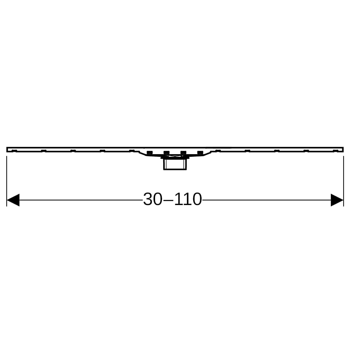 Sprchový žľab Geberit CleanLine80, L=30–110cm, rám čierny chróm/brúsený, plocha čierny chróm/brúsený