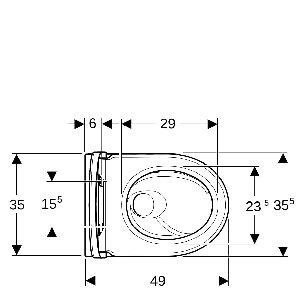 Súprava závesného WC Geberit iCon s WC sedadlom, uzavretý tvar, TurboFlush,T=49cm,pl.zatv.,rýchloup.