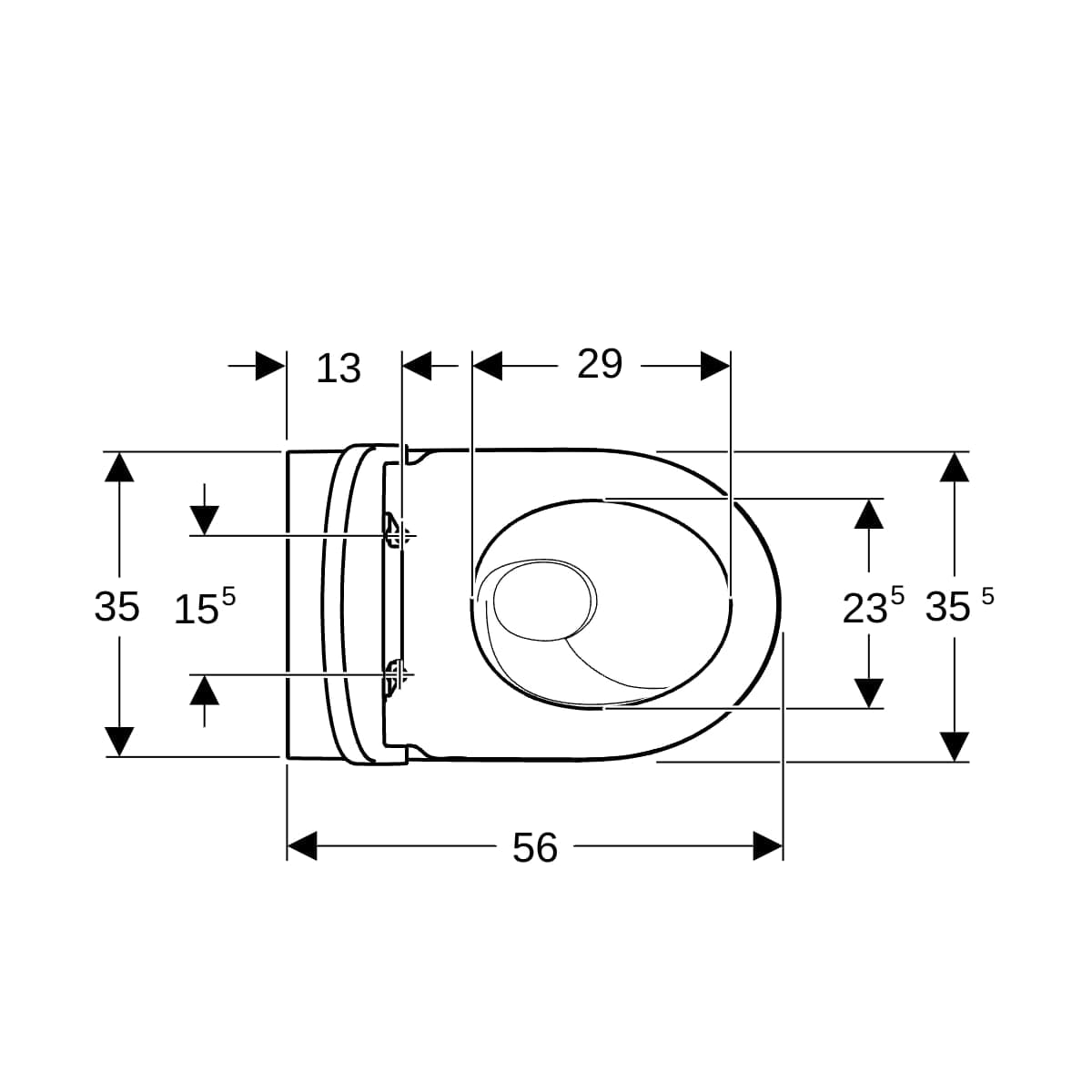 Súprava stojaceho WC Geberit iCon s WC sedadlom, uzavretý tvar, TurboFlush, T=56cm