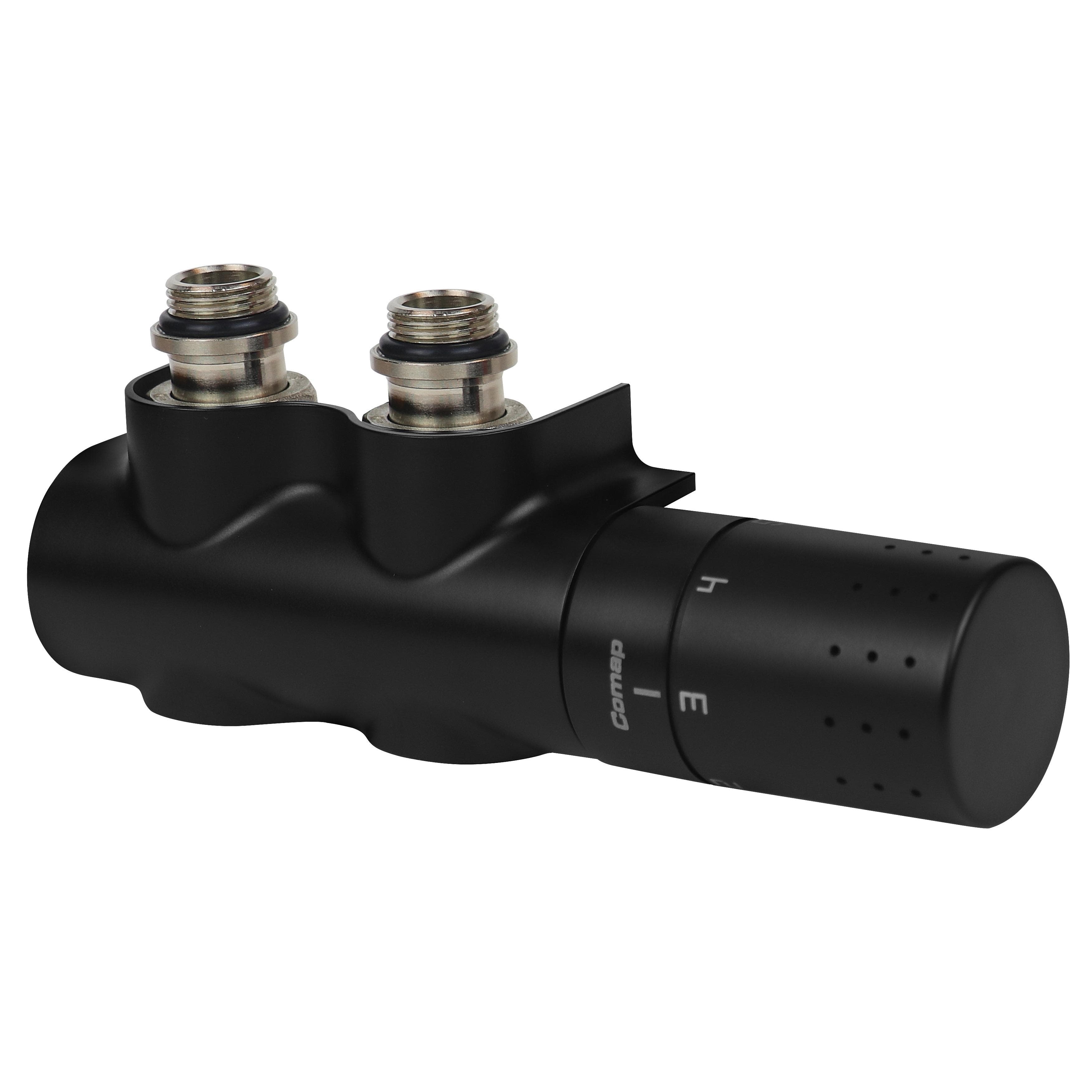 L234023001 Set termostatický čierny 1/2-3/4E, FlexoDesign Sensitive pre stredové pripojenie rebríka - H dopojenie UNI priame /rohové (háčko) FLEXOSAR