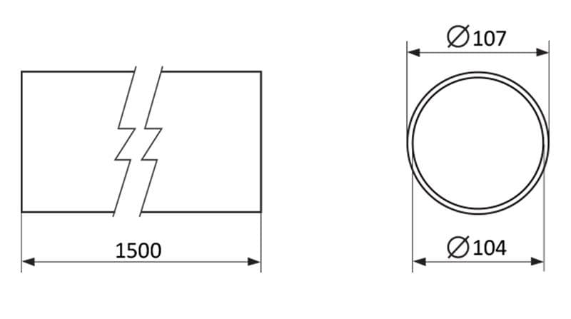  Vents 1015/2 - D104/1500 Okrúhle potrubie plastové pevné - priemer 104 mm  dĺžka 1,5m VEN-POTRUBIE KRUH PEVNE 1015/2-D104/1500 PLAST 1916038 ATYP