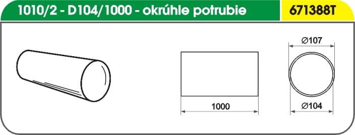 1010/2 - D104/1000 Okrúhle potrubie plastové pevné - priemer 104 mm , dĺžka 1m atyp