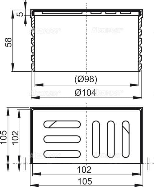  Alca AL-ND HRDLO VPUSTI + mriežka 105x105 nerez štvorec nízka pre APV26,26C AL-ND HRDLO VPUSTI + mriezka 105x105 nerez stvorec nízka pre APV26,26C