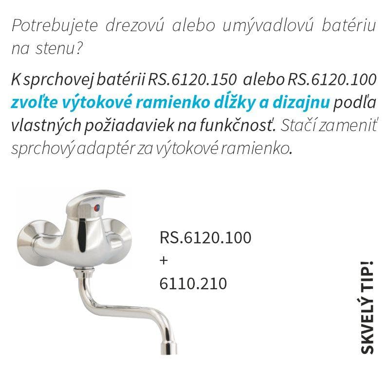  SAMTEK ARIES sprchová batéria páková SAMTEK, na stenu 100 mm do kúpeľne, RS.6120.100 ARIES sprchová násten. batéria-100mm