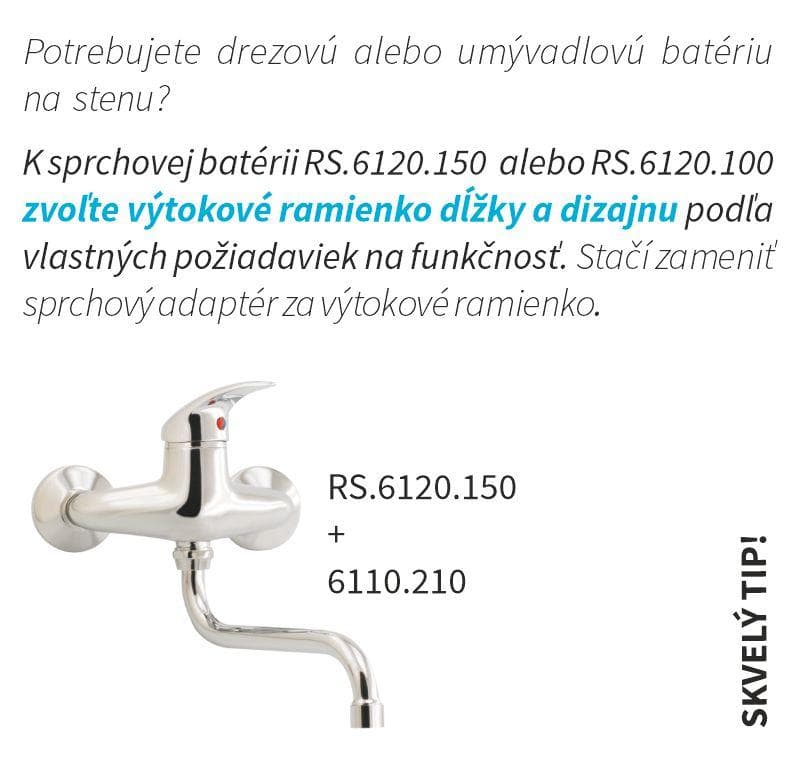 SAMTEK ARIES sprchová batéria páková SAMTEK, na stenu 150 mm do kúpeľne, RS.6120.150 ARIES sprchová násten. batéria-150mm