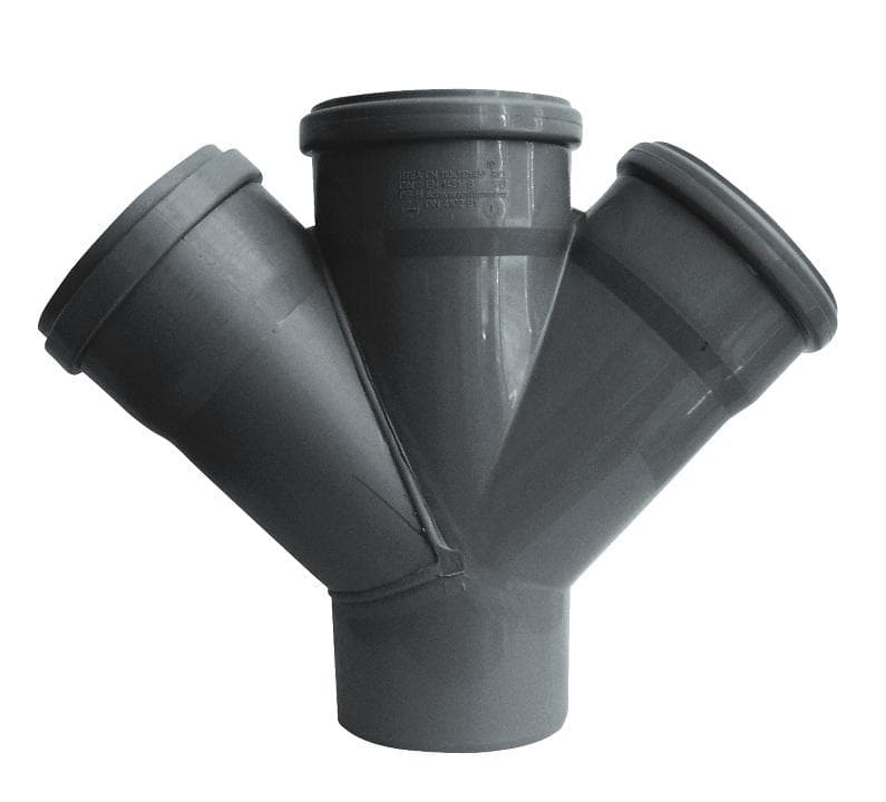 HT odbočka 2x, priemer 75/75/75/45° pre vnútorný odpad (HTDA odbočka) COD7774