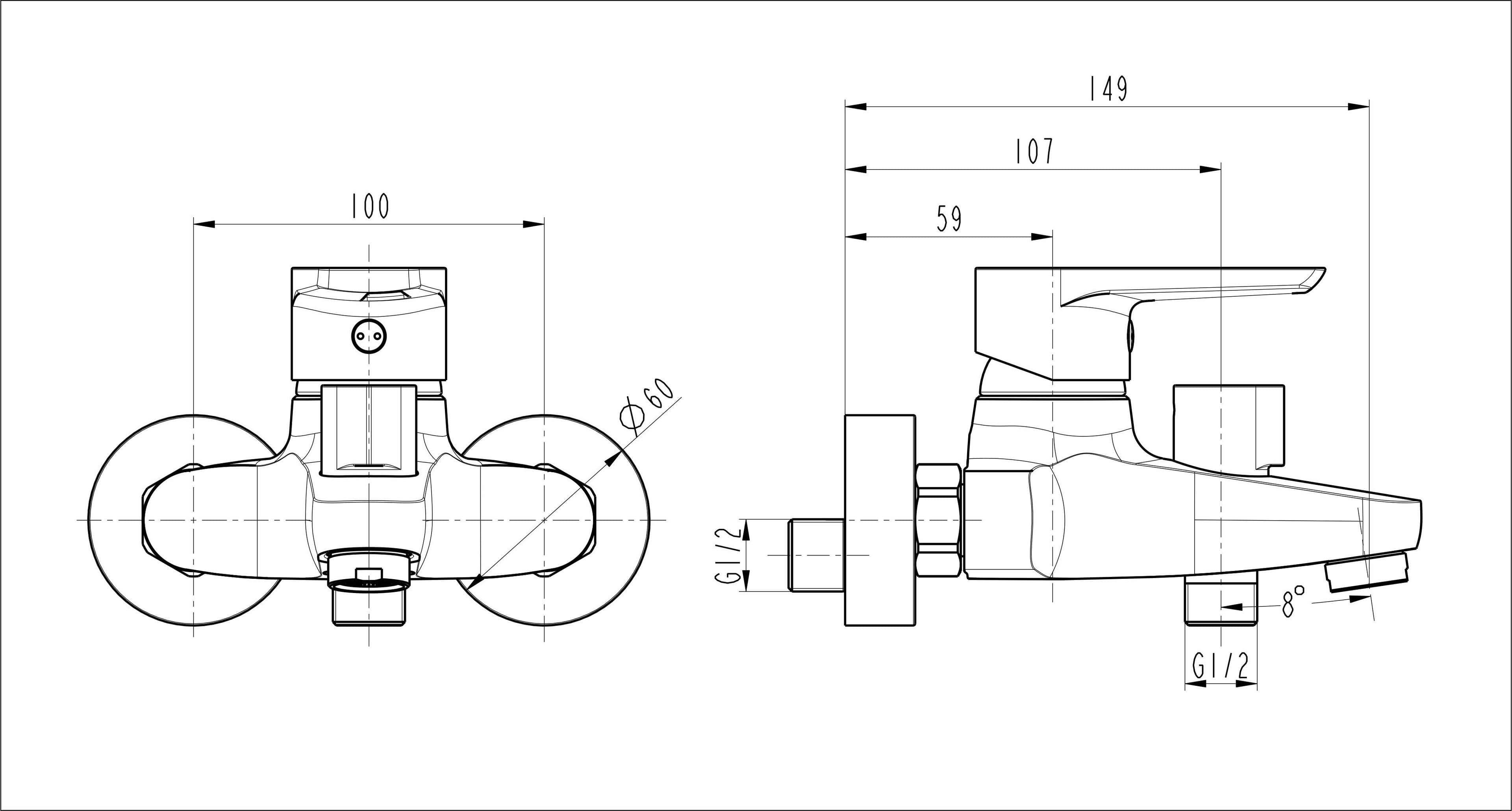  SAMTEK KB901A KLASIK vaňová batéria páková SAMTEK, na stenu 100 mm do kúpeľne - DUE SYSTÉM NeW KLASIK VANOVA BAT. -100