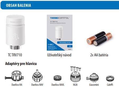  Thermocontrol SMART termostaticka hlavica na radiátor inteligentná bezdrotová, ZigBee biela, M30 x 1,5 (náhradza TC TRV700) Wi-Fi programovateľná hlavica na radiátor, biela, M30 x 1,5 Novinka (nahradza TRV700)