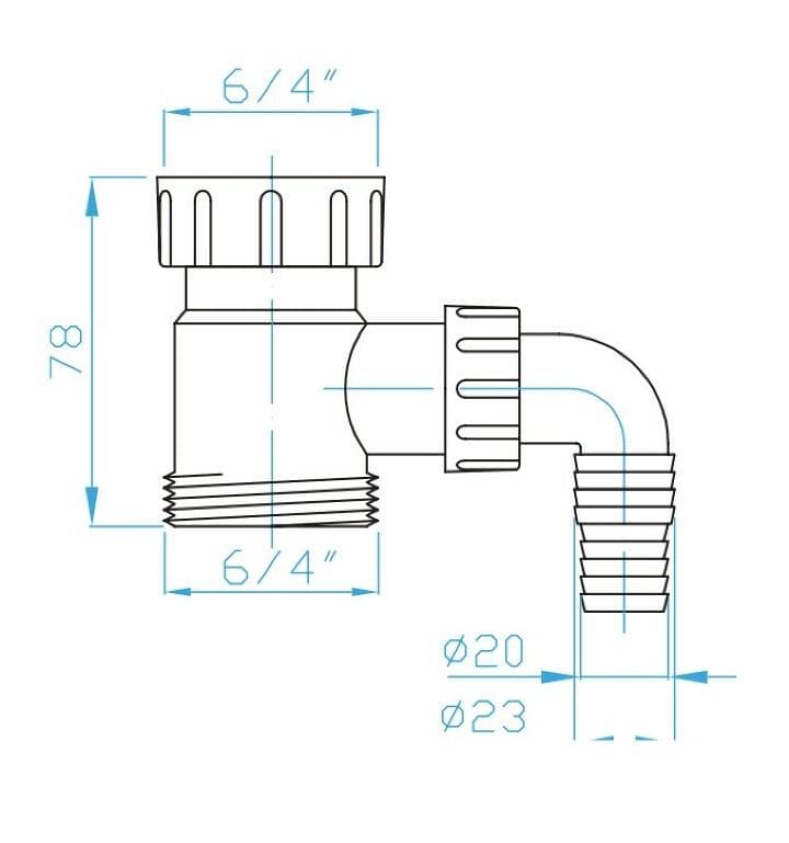  Plast Brno Drezový sifón - prípojka medzikus 6/4" s odbočkou PB MEDZIKUS 6/4" s odbockou