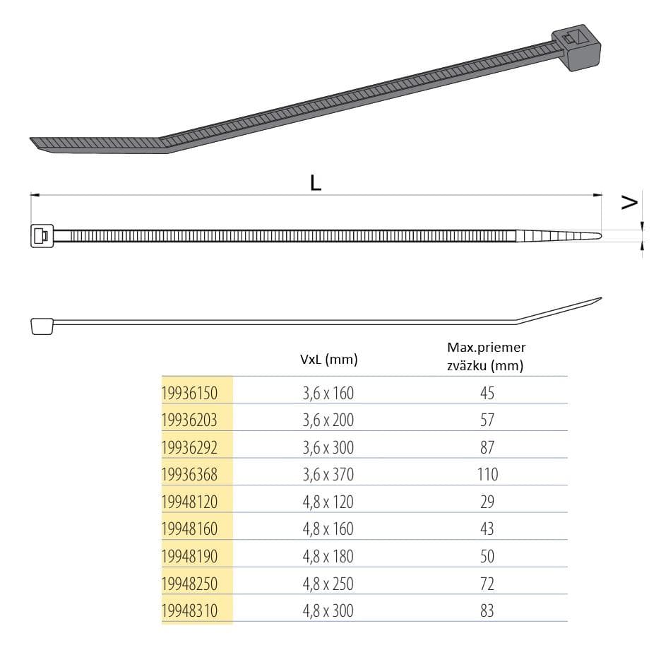  Koňařík SŤAHOVACIA PÁSKA ZIP 3,6x300mm ČIERNA (bal100ks) SŤAHOVACIA PÁSKA ZIP 3,6x300mm ČIERNA (bal100ks)