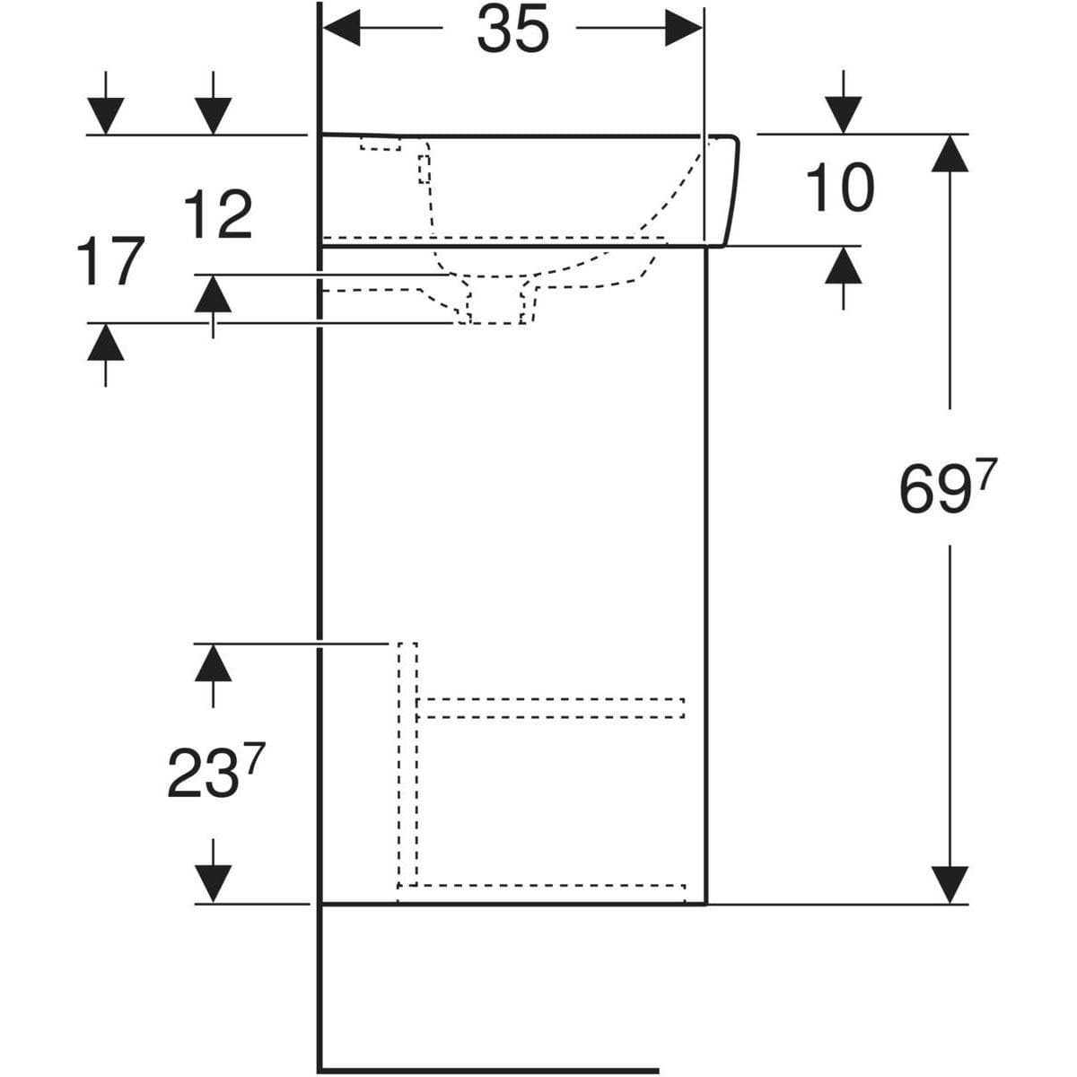  Geberit Súprava umývadla 50 cm Geberit Selnova Square so skrinkou, 1 dvierka, 50x69.7x38cm, pieskovosivá mat G Selnova Square súprava umývadla 50 cm so skrinkou 50x69.7x38cm, pieskovosivá mat