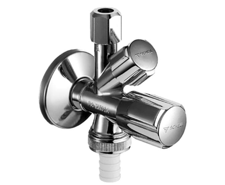 Rohový ventil kombinovaný 1/2"x3/*8"x3/4" SCHELL pre pračku a WC