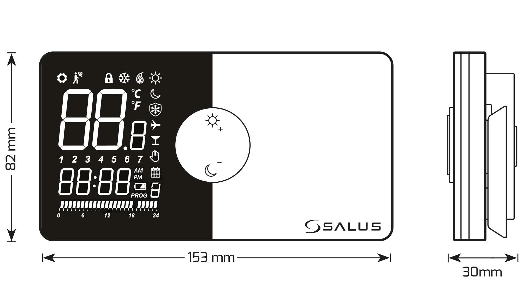  Thermocontrol Elektronický programovateľný termostat 091PRO-RF, drôtový 2xbatAA /230V prijmač NOVINKA TERMOSTAT PROGR.drotovy.2xbatAA /230V