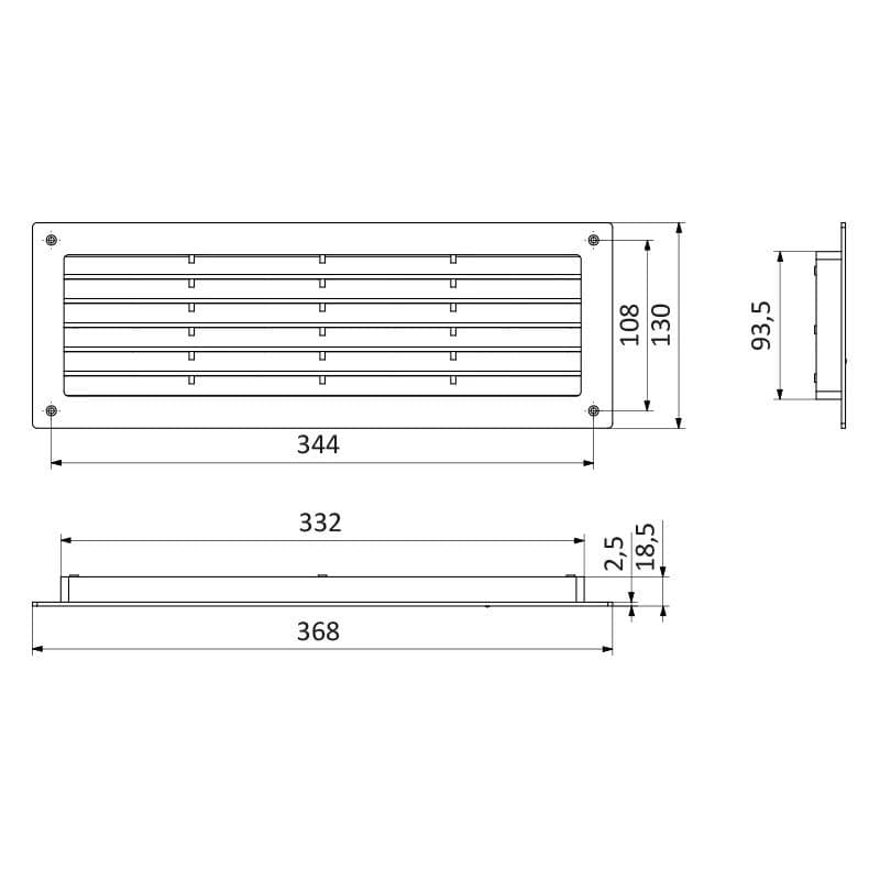  Vents MV 350 - 95x334 Dverová mriežka plastová biela Dopredaj náhrada je 1909001 VEN-MRIEZKA VENT. MV350-95x334 DVEROVA = 1909001 Dopredaj