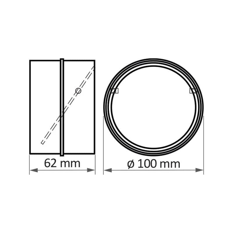  Vents 1111-aR Spojka so spätnou klapkou plastová, priemer 100 mm VEN-KLAPKA SPATNA 1111-aR PLAST D100 mozna nahrada 670068T