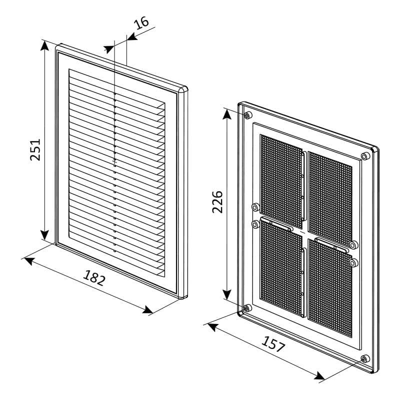  Vents MV 125S -140x200 Ventilačná mriežka plastová biela bez nádstavca VEN-MRIEZKA VENT. MV125S-140x200