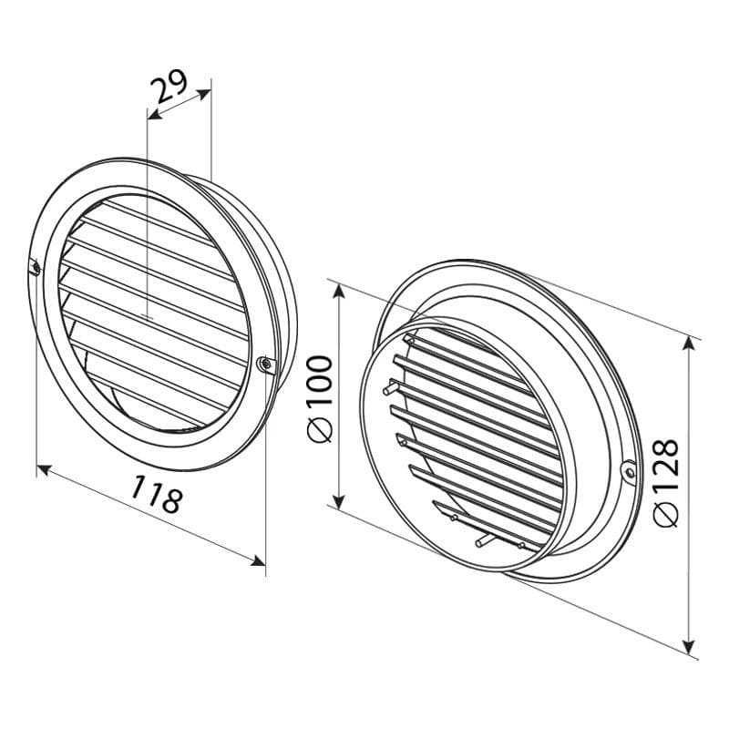  Vents MV 100BVS Ventilačná mriežka plastová biela kruhová s nádstavcom do potrubia VEN-MRIEZKA VENT. MV100BVS 1907131