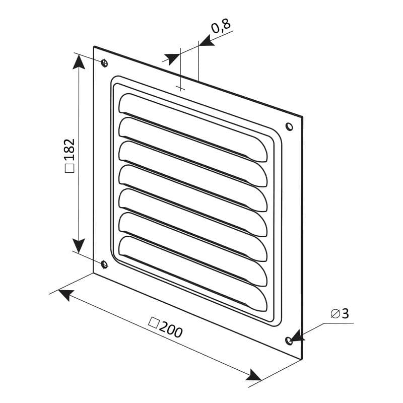  Vents MVM 200sZn -150x150 Ventilačná mriežka kovová pozinkovaná bez nádstavca VEN-MRIEZKA VENT. MVM  200sZn-150x150 KOVOVA