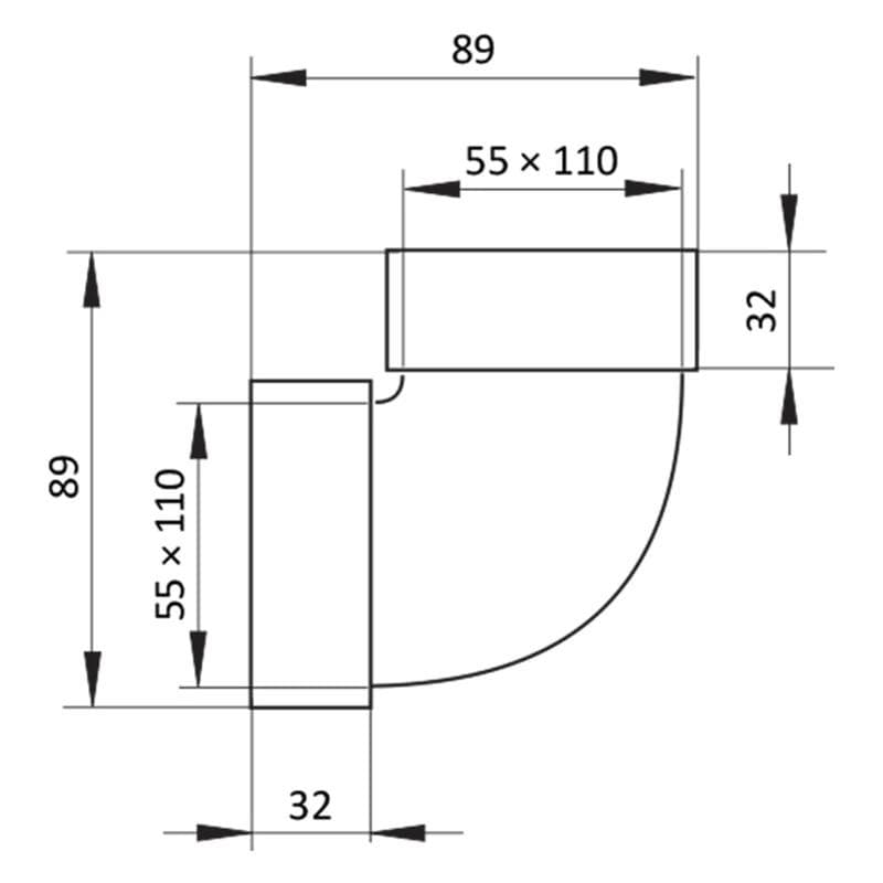  Vents 5252-D55x110/90° Koleno vertikálne plastové hranaté 55 x 110 mm VEN-KOLENO HR..5252-D55x110/90° VERTIKAL. PLAST 1916371