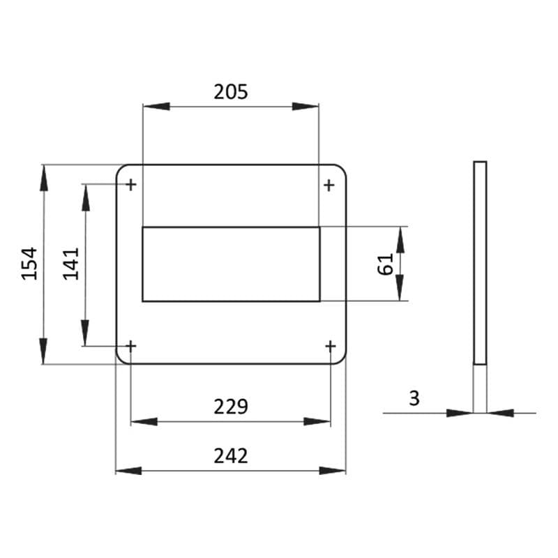  Vents 85 - 60x204 - príruba plastová hranatý otvor 60 x 204 mm VEN-PRIRUBA HR. 85-60x204 PLAST