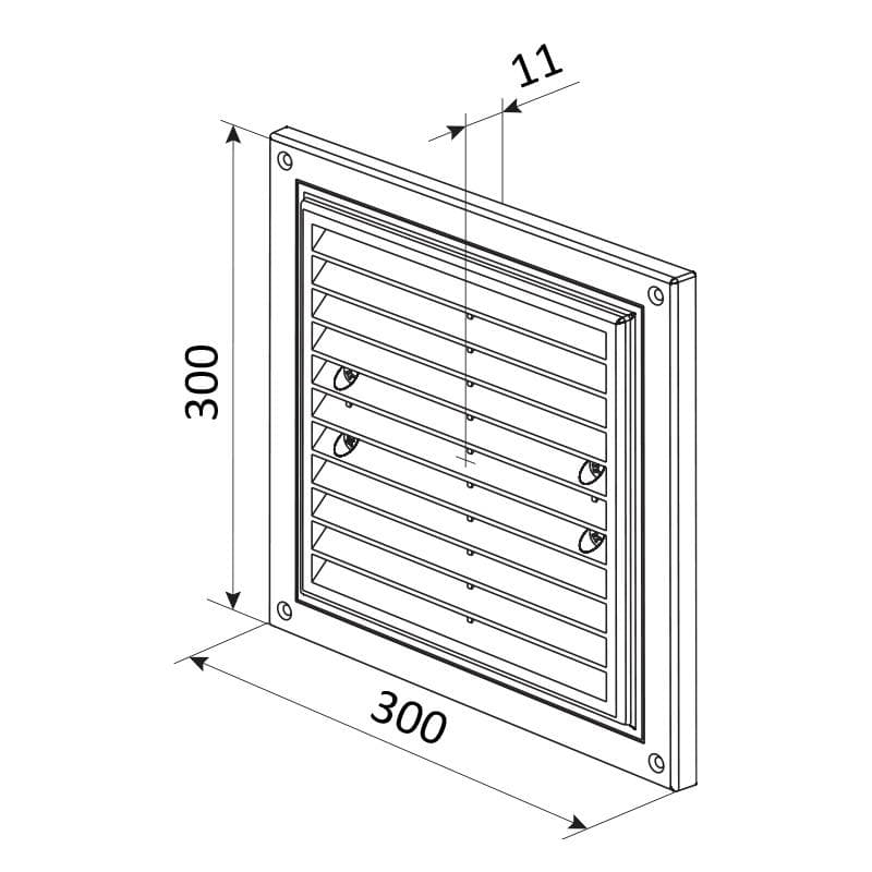  Vents MV 300x300S Ventilačná mriežka plastová biela bez nádstavca VEN-MRIEZKA VENT. MV300x300S