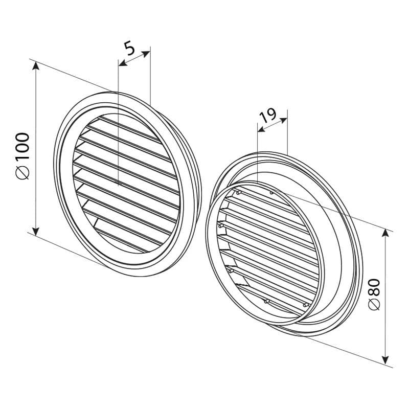 Vents MV 80BVS - ventilačná mriežka plastová biela kruhová s nádstavcom do potrubia VEN-MRIEZKA VENT. MV80BVS 1907129