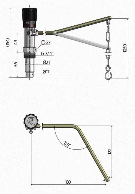  Regulus REG Regulátor ťahu RT4+retiazka 3/4" (13878)- príslušenstvo ku kotlom REG. Regulator tahu RT4+retiazka 3/4"