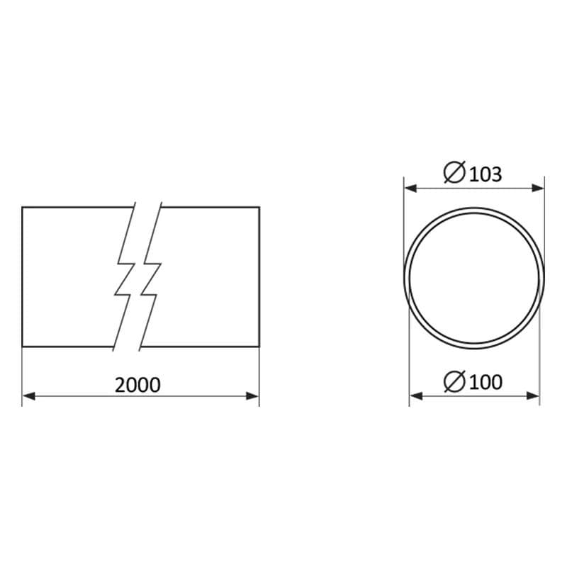  Vents 1020 - D100/2000 Okrúhle potrubie plastové pevné, priemer 100 mm VEN-POTRUBIE KRUH PEVNE 1020-D100/2000 PLAST 1916040