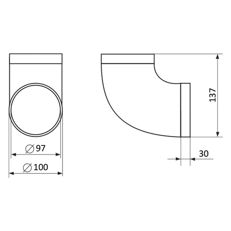  Vents 121 - V100/90° Koleno plastové kruhové, priemer 100 mm VEN-KOLENO 121-V100/90° PLAST 1916111