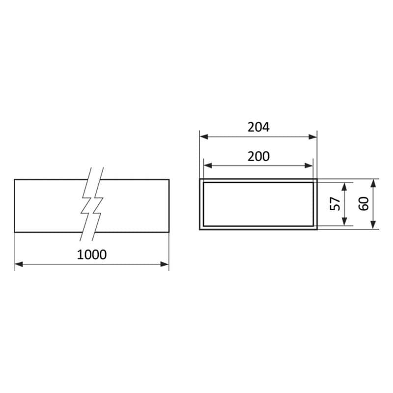  Vents 8010-V60x204/1000 - ploché potrubie plastové hranaté pevné 60 x 204 mm VEN-POTRUBIE HRANATE 8010-V60x204/1000 PLAST 1916353