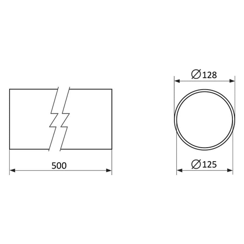  Vents 2005 - D125/500 - okrúhle potrubie plastové pevné, priemer 125 mm VEN-POTRUBIE KRUH PEVNE 2005-D125/500 PLAST 0,5m1916053