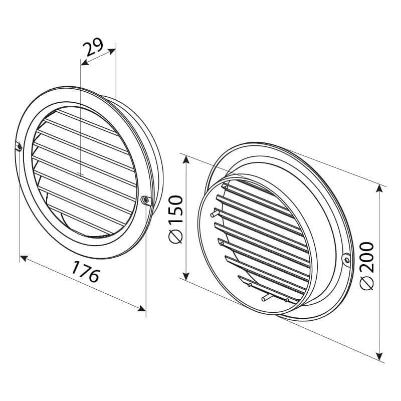  Vents MV 150BVS Ventilačná mriežka plastová biela kruhová s nádstavcom do potrubia VEN-MRIEZKA VENT. MV150BVS 1907133