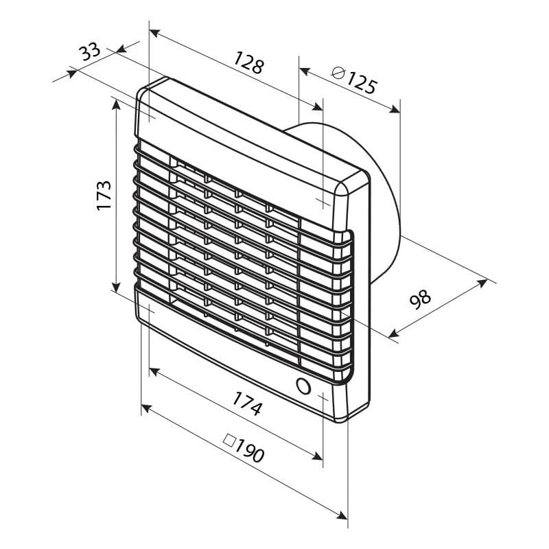  Vents 125 MAL - Ventilátor typ MA, priemer 125 mm, so spätnou klapkou, guľôčkové ložisko VEN-VENTILATOR TYP MA-125MAL spatna klap,gul.lozisko