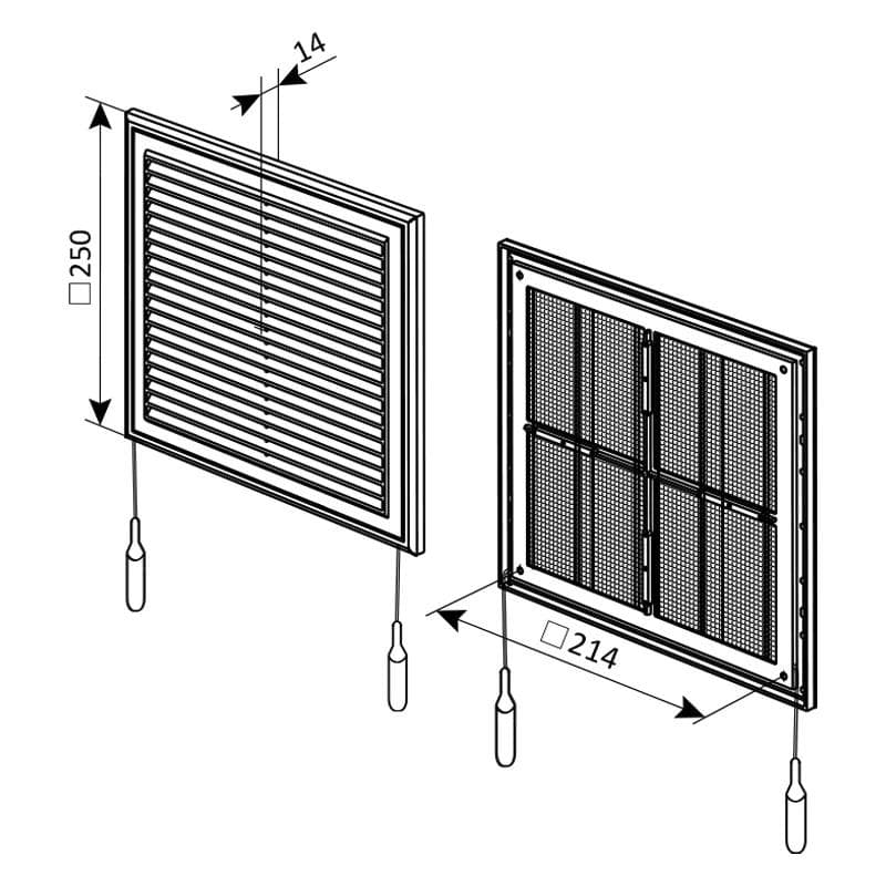  Vents MV 250RS -150x150 Ventilačná mriežka plastová biela bez nádstavca s reguláciou VEN-MRIEZKA VENT. MV250RS-150x150 1907034
