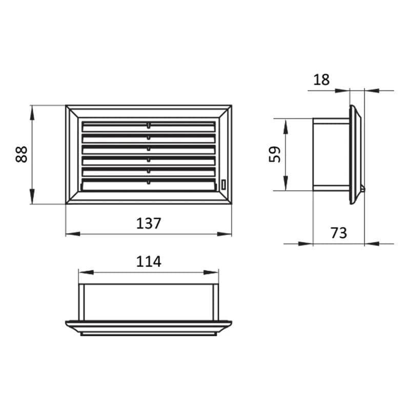  Vents 572 - D55x110 Koncová mriežka platová hranatá s reguláciou 55 x 110 mm VEN-KONCOVA MRIEZKA 572-D55x110 PLAST s regul. 1916442