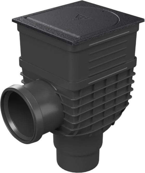 926Li - KV110/125 Kanalizačná vpusť- liatina povrch- spodná s bočným prívodom DN110 (zo steny) lapač stešných naplavenín