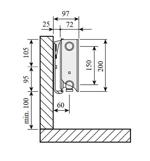  PURMO Doskový radiátor Plan Ventil Compact 21S-200 (FCV/Plint P 21S-200) Doskový radiátor Plan Ventil Compact 21-200