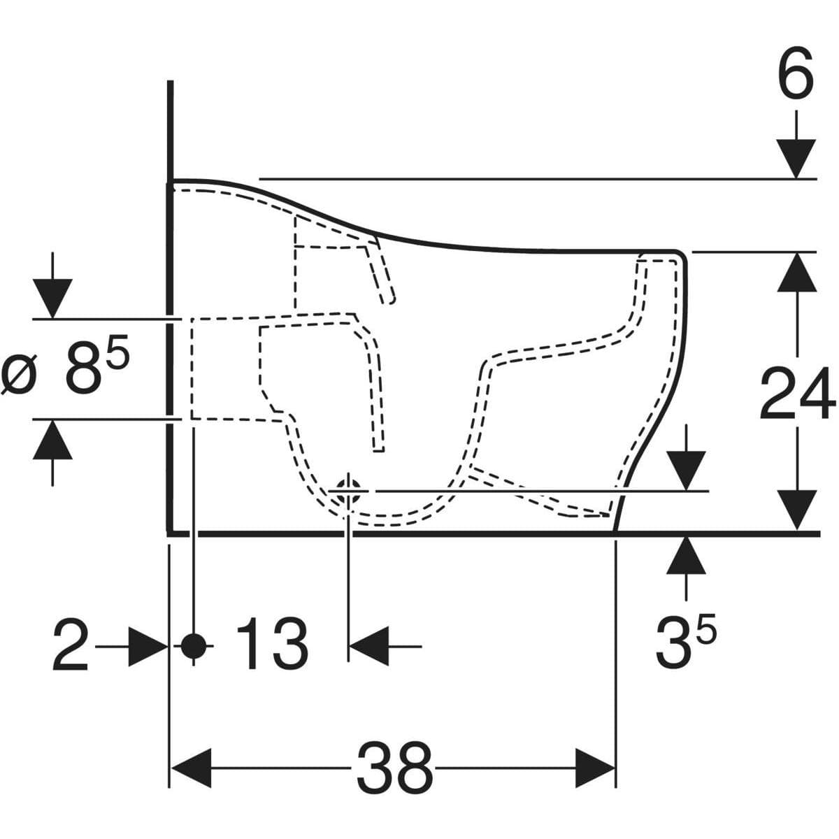 Geberit Stojacie WC Geberit Bambini pre deti, s hlbokým splachovaním, Rimfree, T=44 cm G Bambini stojacie WC pre malé deti, s hlbokým splachovaním, Rimfree, T=44 cm