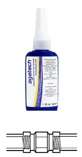 Lepidlo-Tmel anaeróbne na závity AGATECH 50ml do 10atm ,prac. teplota -55°C-150°C  pre kúrenie aj pitnú vodu