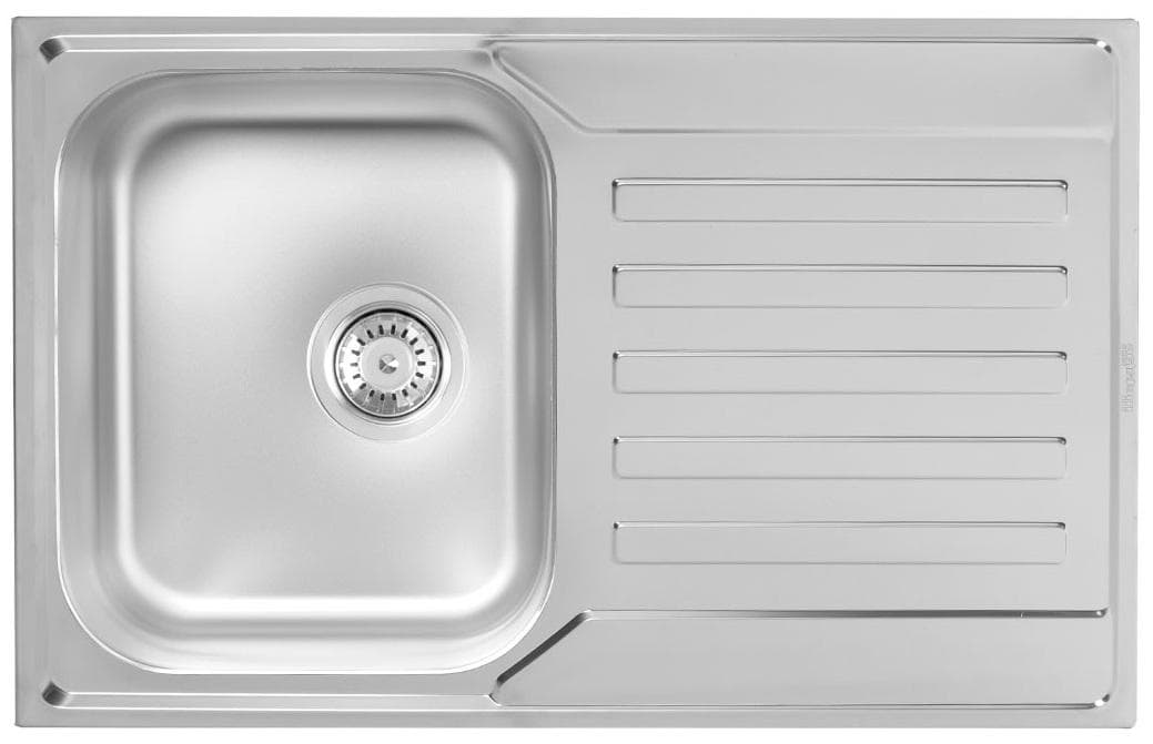 Nerezový drez  NERA PRAKTIK 1D/90 790x500x180mm otvor pre sifón D90mm matný  -  Ľavý/Pravý + Euro sifón s prepadom a 1x prípojka (nerez 0,6mm)
