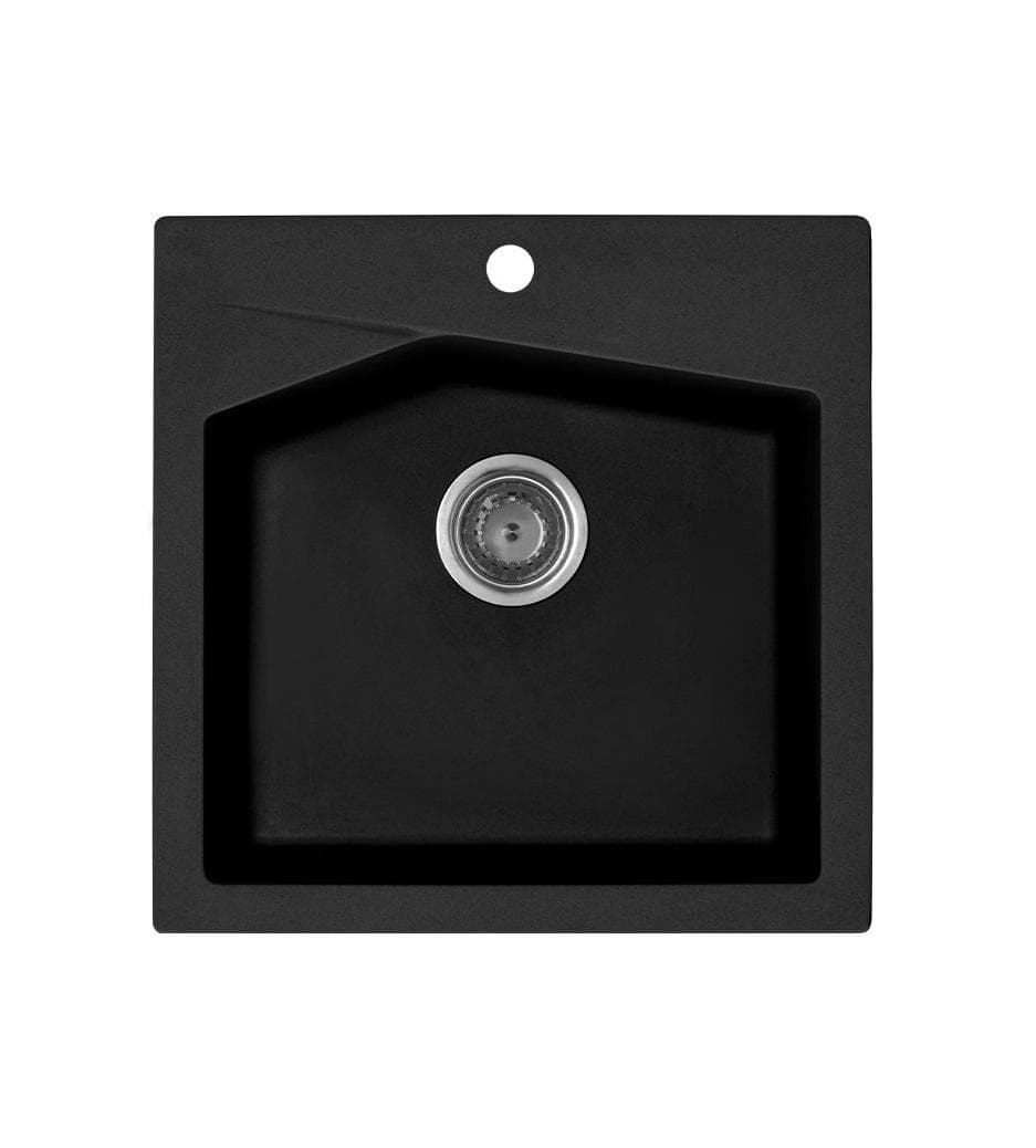 Granitový drez XLinea 50 500x500x200 +sifón D90mm čierny BLACK