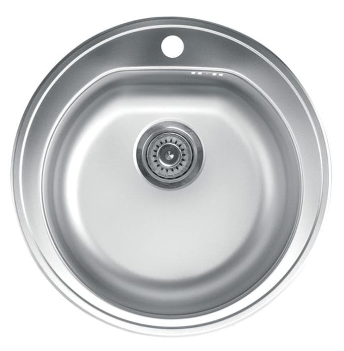 Nerezový drez VENERA 510E okrúhly priemer 510mm  s otvorom pre batériu, vzor MATNÝ  + Euro sifón s prepadom a 1x prípojka ( nerez 0,7mm)