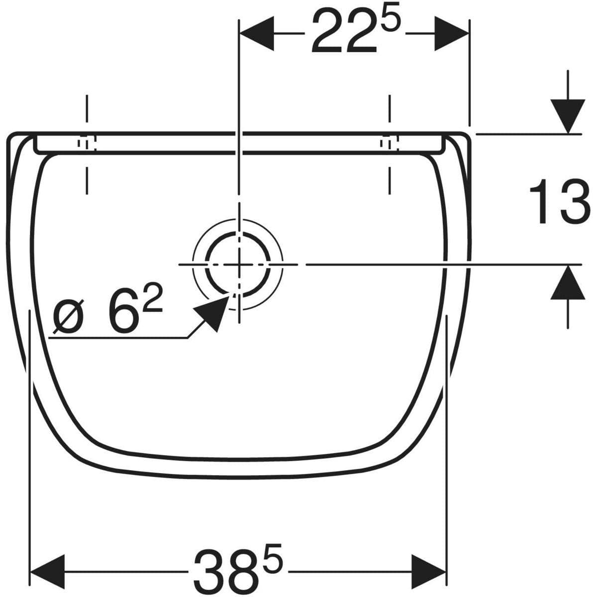  Geberit Umývadlová výlevka Geberit Publica pre sklápací rošt G Publica výlevka B-45cm, H-36cm, T-33,5cm