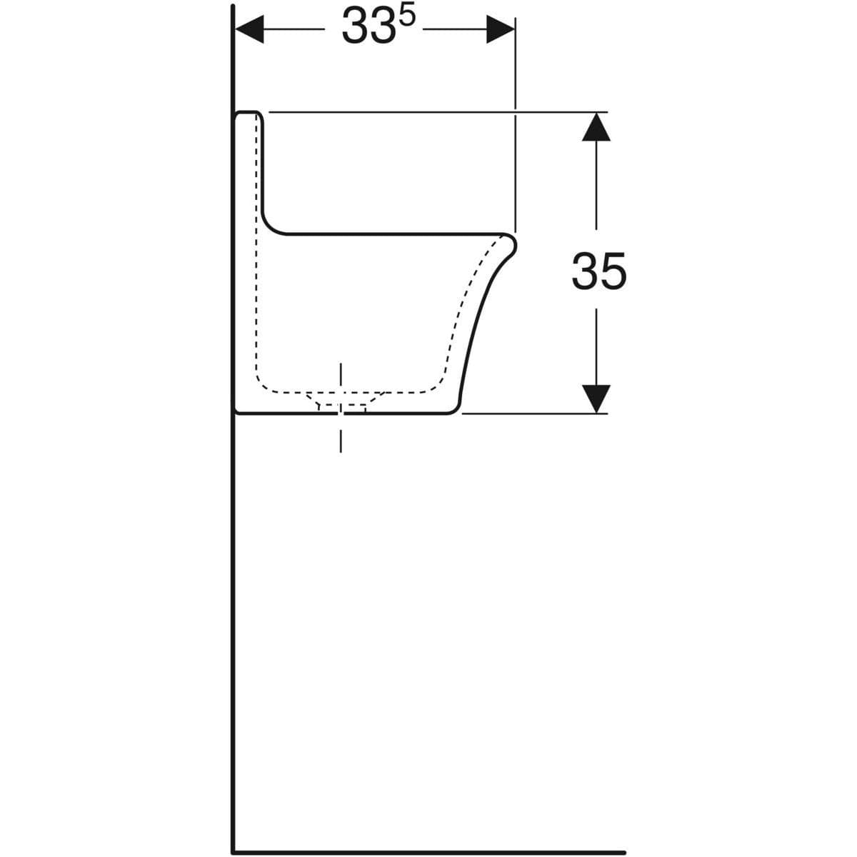  Geberit Umývadlová výlevka Geberit Publica pre sklápací rošt G Publica výlevka B-45cm, H-36cm, T-33,5cm