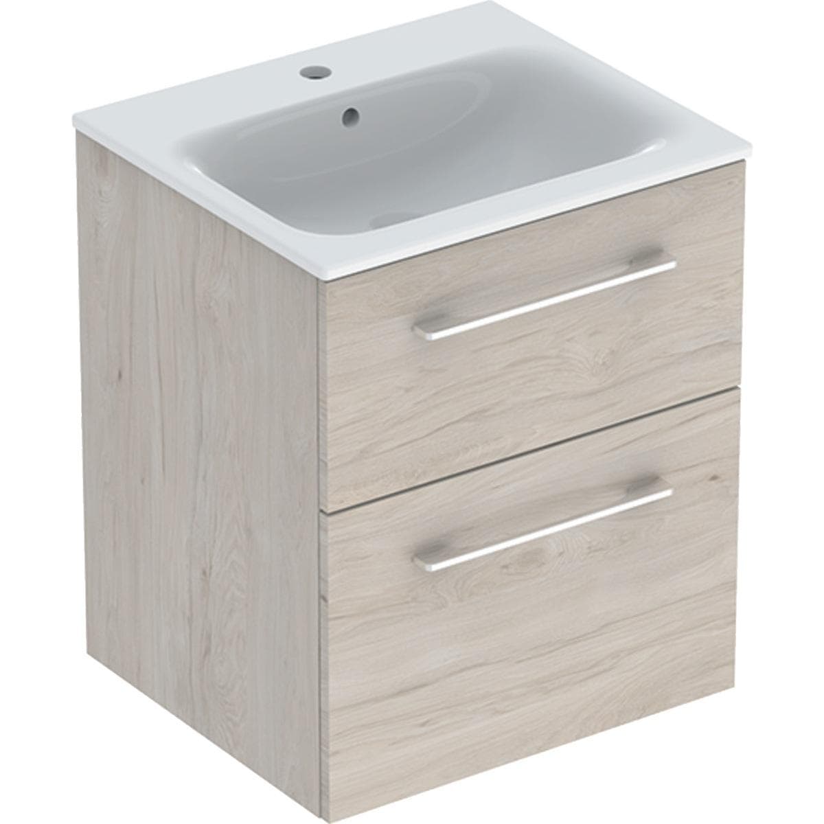 Súprava nábytkového umývadla Geberit Selnova Square 55 cm, so skrinkou pod um., 2 zásuvky, orech sv.