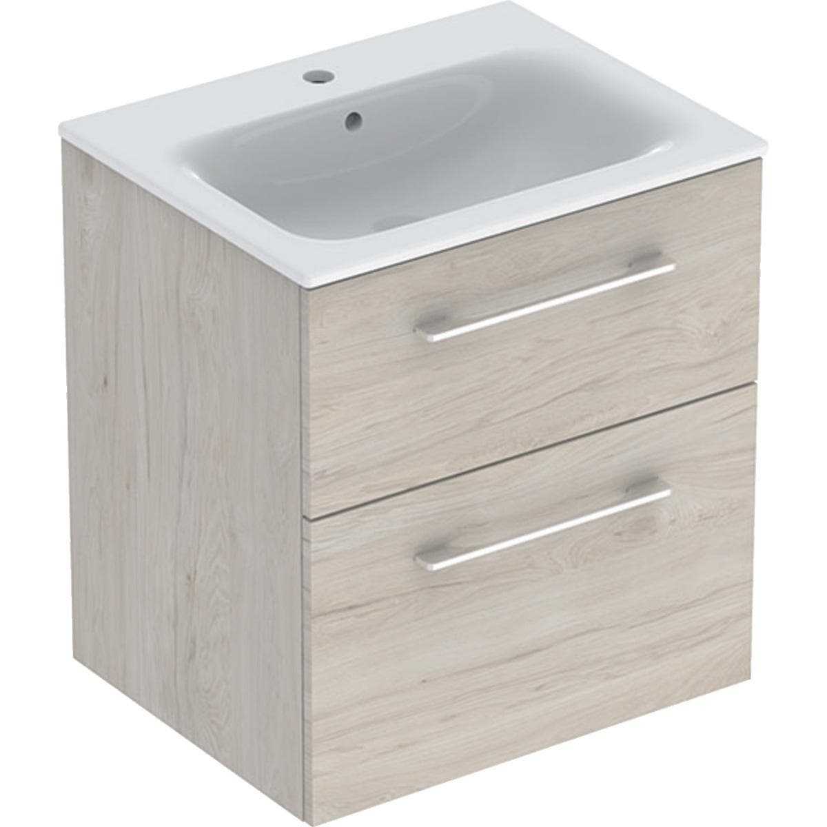 Súprava nábytkového umývadla Geberit Selnova Square 60 cm, so skrinkou pod um., 2 zásuvky, orech sv.