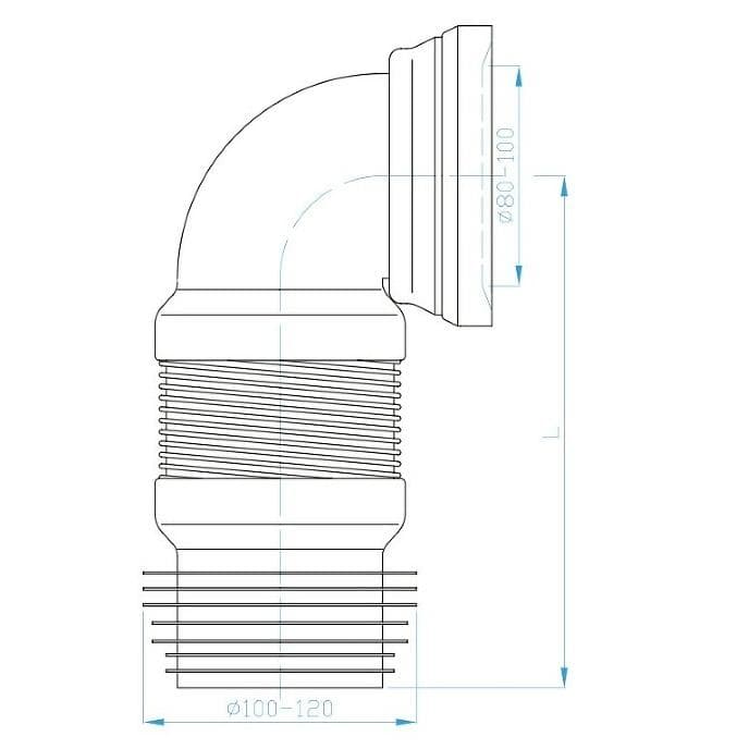  Plast Brno WC flexi dopojenie D100-80mm dĺžka 90-300mm, koleno IL2K400 WC flexi dopojenie 90-300