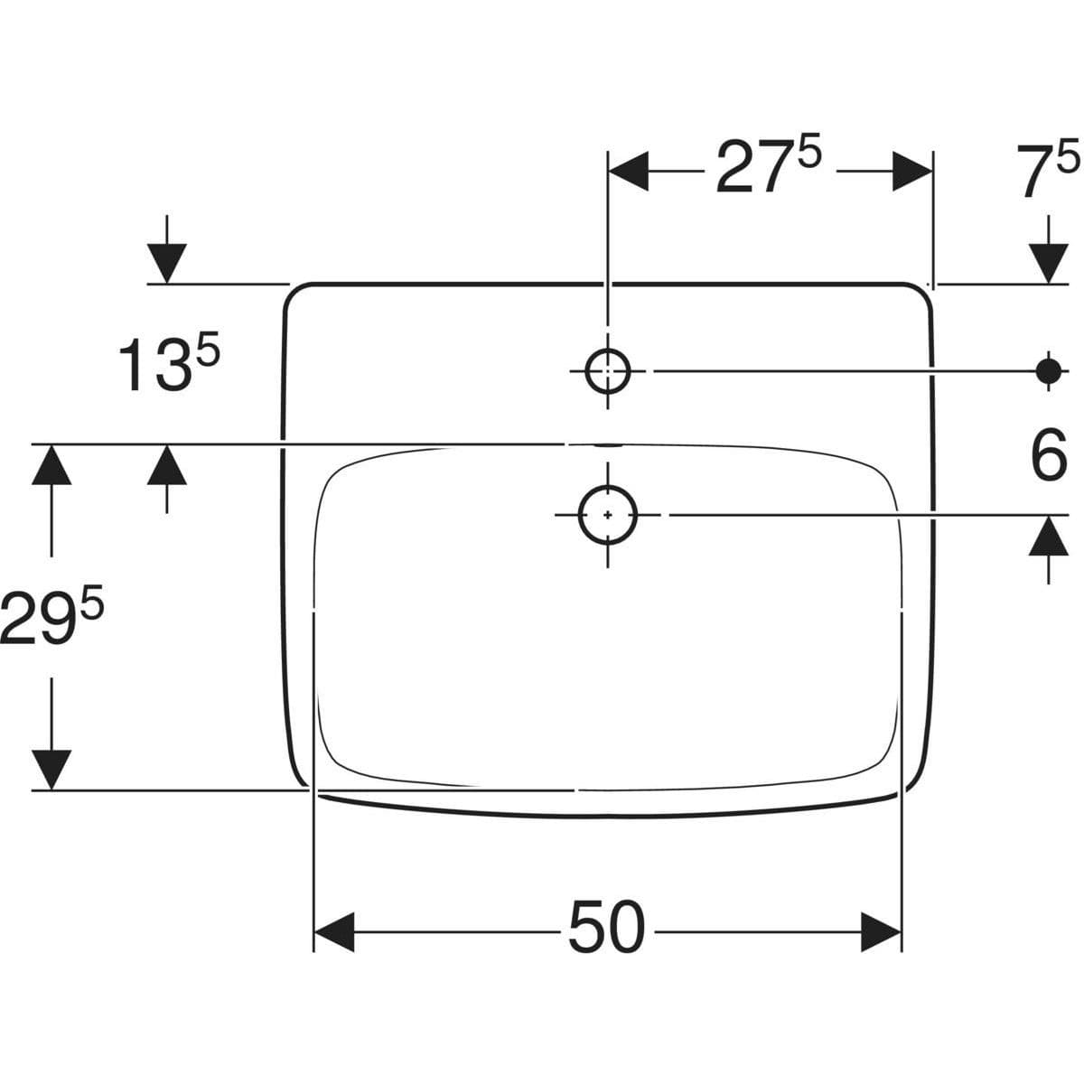  Geberit Polozápustné umývadlo 55 cm, Geberit Selnova Square Polozápustné umývadlo Geberit Selnova Square B=55cm
